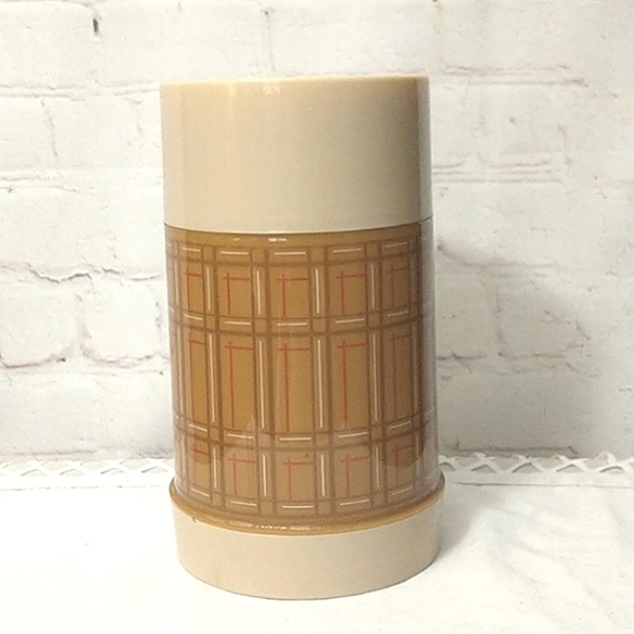 vintage Aladdin Vacuum Bottle Thermos 70s Brown Plaid - Picture 2 of 6